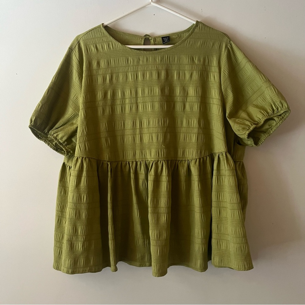 SHEIN Olive Green Textured Blouse